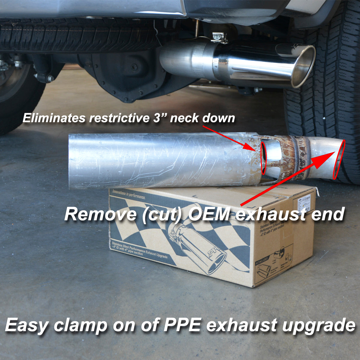 PPE 2007-2019 GM 6.6L Duramax 304 Stainless Steel Four Inch Performance Exhaust Upgrade Polished