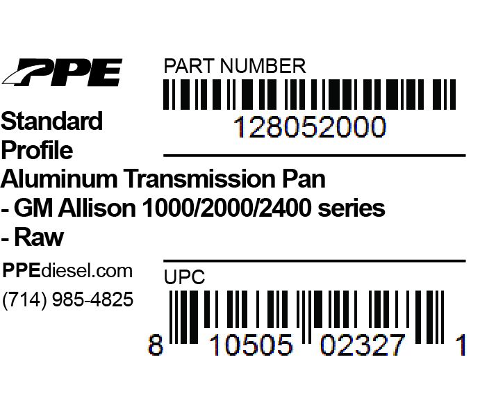 PPE Trans Pan Standard Depth GM Allison 1000 And 2000 Series 1000 And 2000 Series