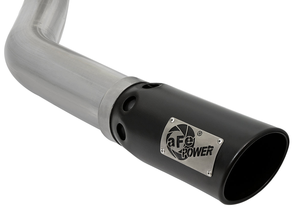 aFe Large Bore-HD 4 IN 409 Stainless Steel DPF-Back Exhaust System w/ Black Tip - Dodge/Ram 2007-2012 6.7L