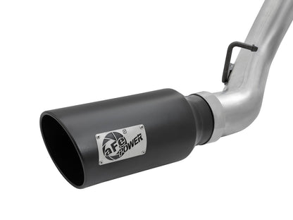 aFe Large Bore-HD 4 IN 409 Stainless Steel DPF-Back Exhaust System w/Black Tip - Chevy/GMC 2016 6.6L