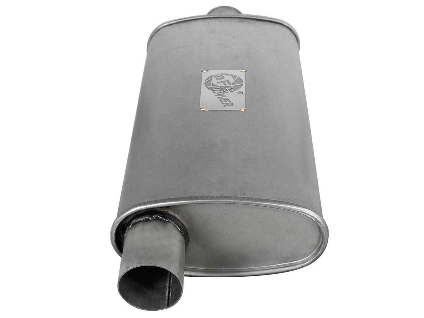 aFe Scorpion Aluminized Steel Pass-Through Muffler - Body Length 18 in, Body Width 9 in