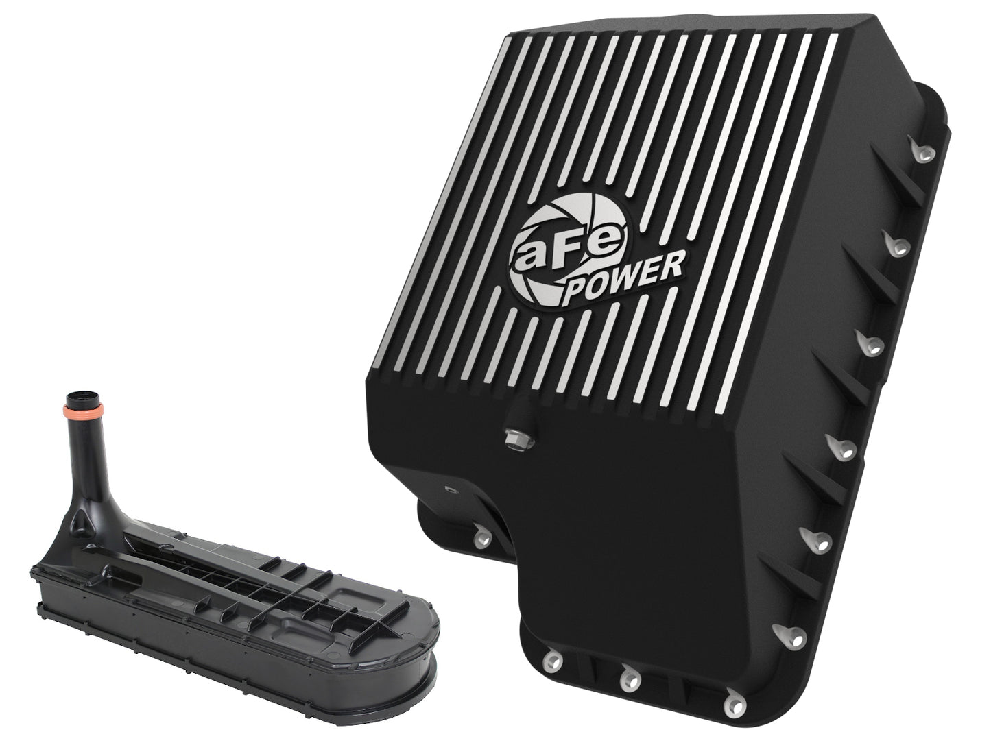 aFe Pro Series Transmission Pan Black w/ Machined Fins - Ford 1994-2010