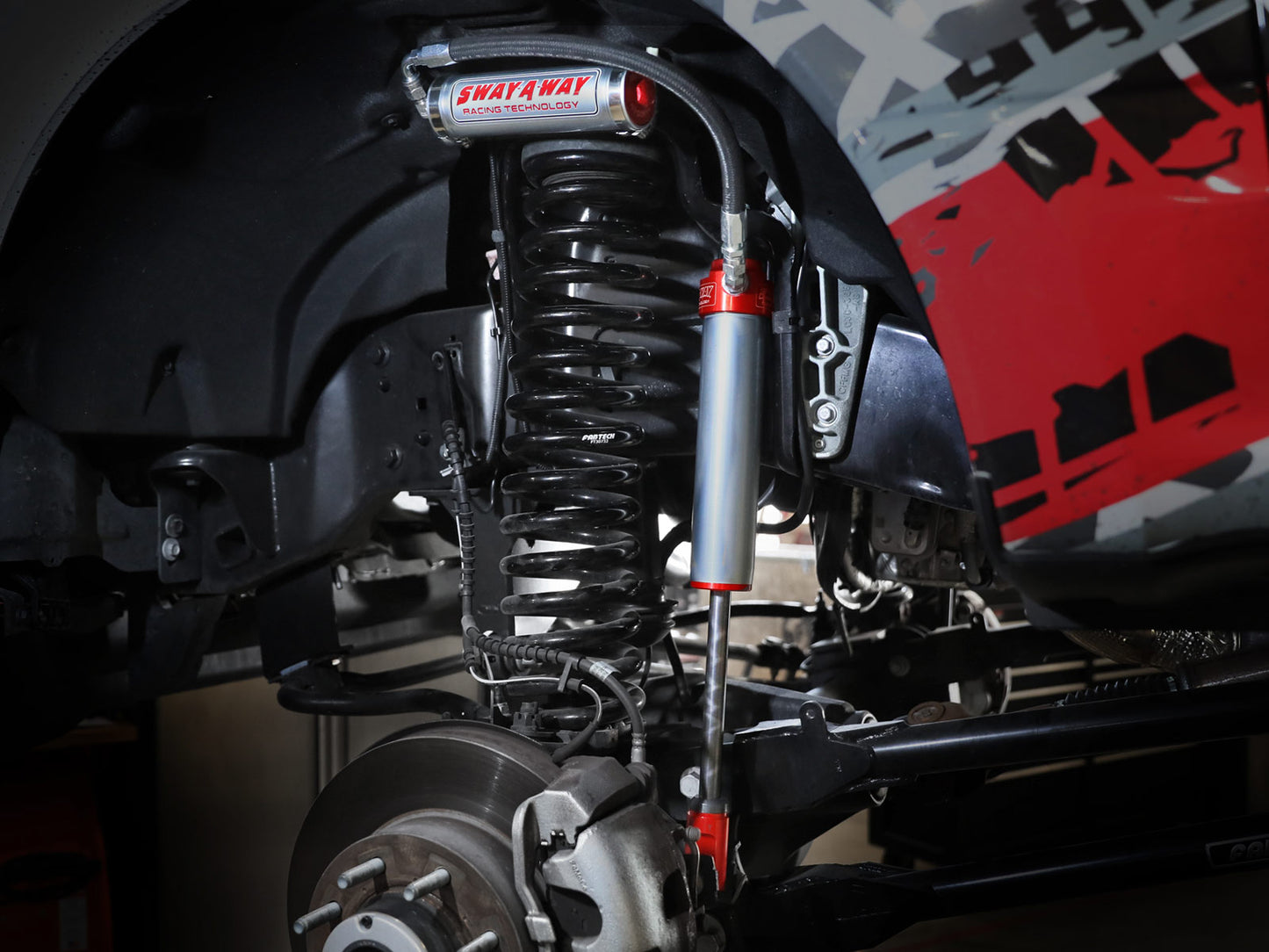 aFe Sway-A-Way 2.5 Front Shock Kit w/ Remote Reservoirs for 4-6 IN Lift - 301-5600-16