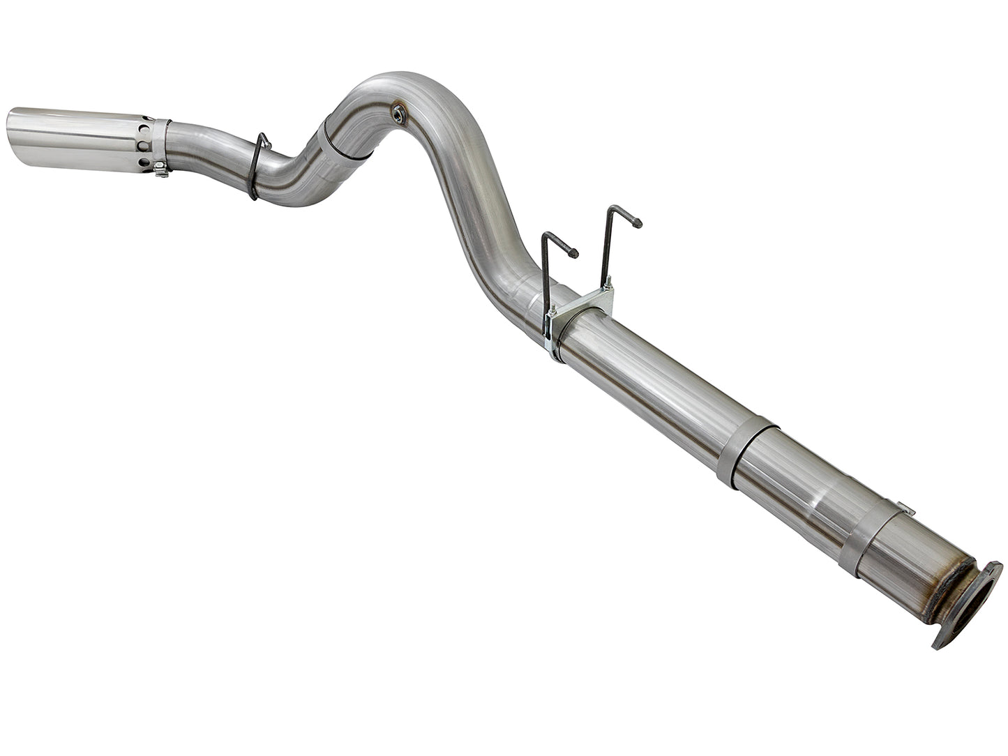 aFe Large Bore-HD 5 IN 409 Stainless Steel DPF-Back Exhaust System w/Polished Tip - Ford 2017-2026 6.7L