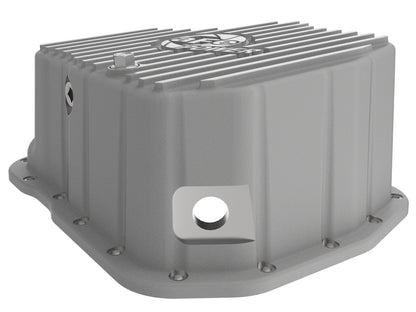 aFe Street Series Engine Oil Pan Raw w/ Machined Fins - Chevy/GMC 2001-2010 6.6L - Capacity 11, Height 5.96 in