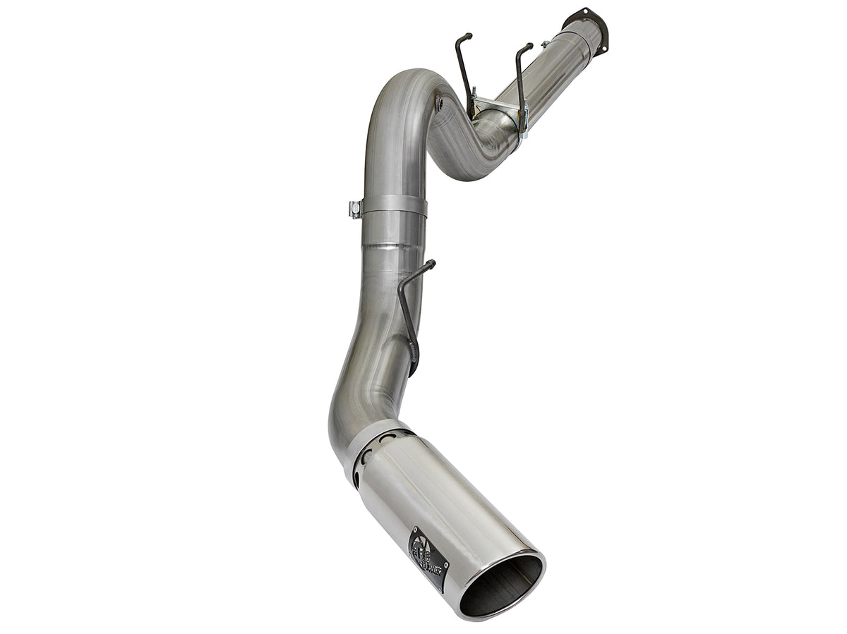 aFe Large Bore-HD 5 IN 409 Stainless Steel DPF-Back Exhaust System w/Polished Tip - Ford 2017-2026 6.7L