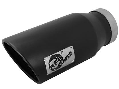 aFe MACH Force-Xp 409 Stainless Steel Clamp-on Exhaust Tip Black Left Side Exit - 49T50702-B15