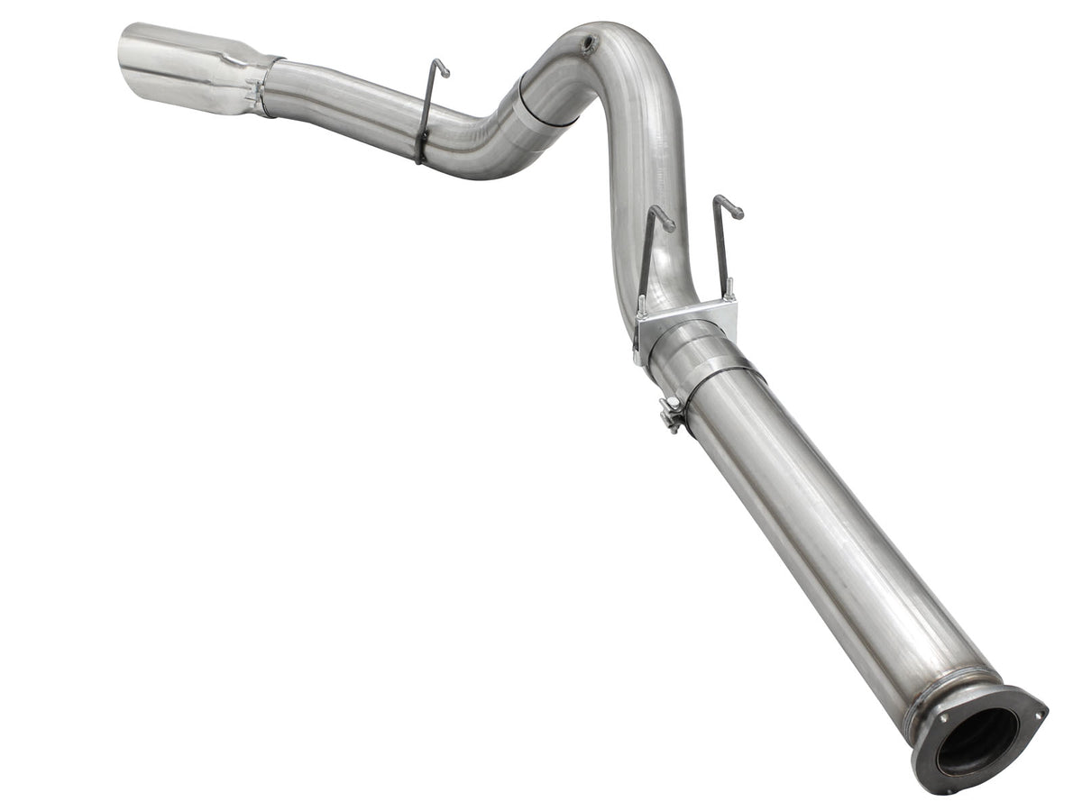 aFe Large Bore-HD 5 IN 409 Stainless Steel DPF-Back Exhaust System w/Polished Tip - Ford 2015-2016 6.7L