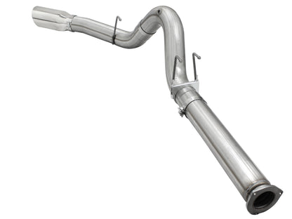 aFe Large Bore-HD 5 IN 409 Stainless Steel DPF-Back Exhaust System w/Polished Tip - Ford 2015-2016 6.7L