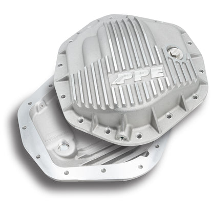 PPE Heavy Duty Cast Aluminum Rear Differential Cover GM/Ram 2500/3500 HD Raw PPE Diesel Silver