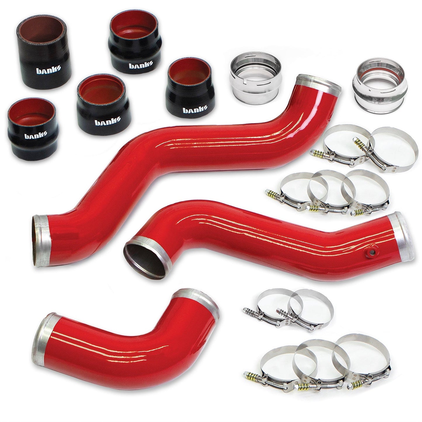 Banks Power Boost Tube Upgrade Kit Red powder-coated (Set) - Chevy/GMC 2020-2026 6.6L