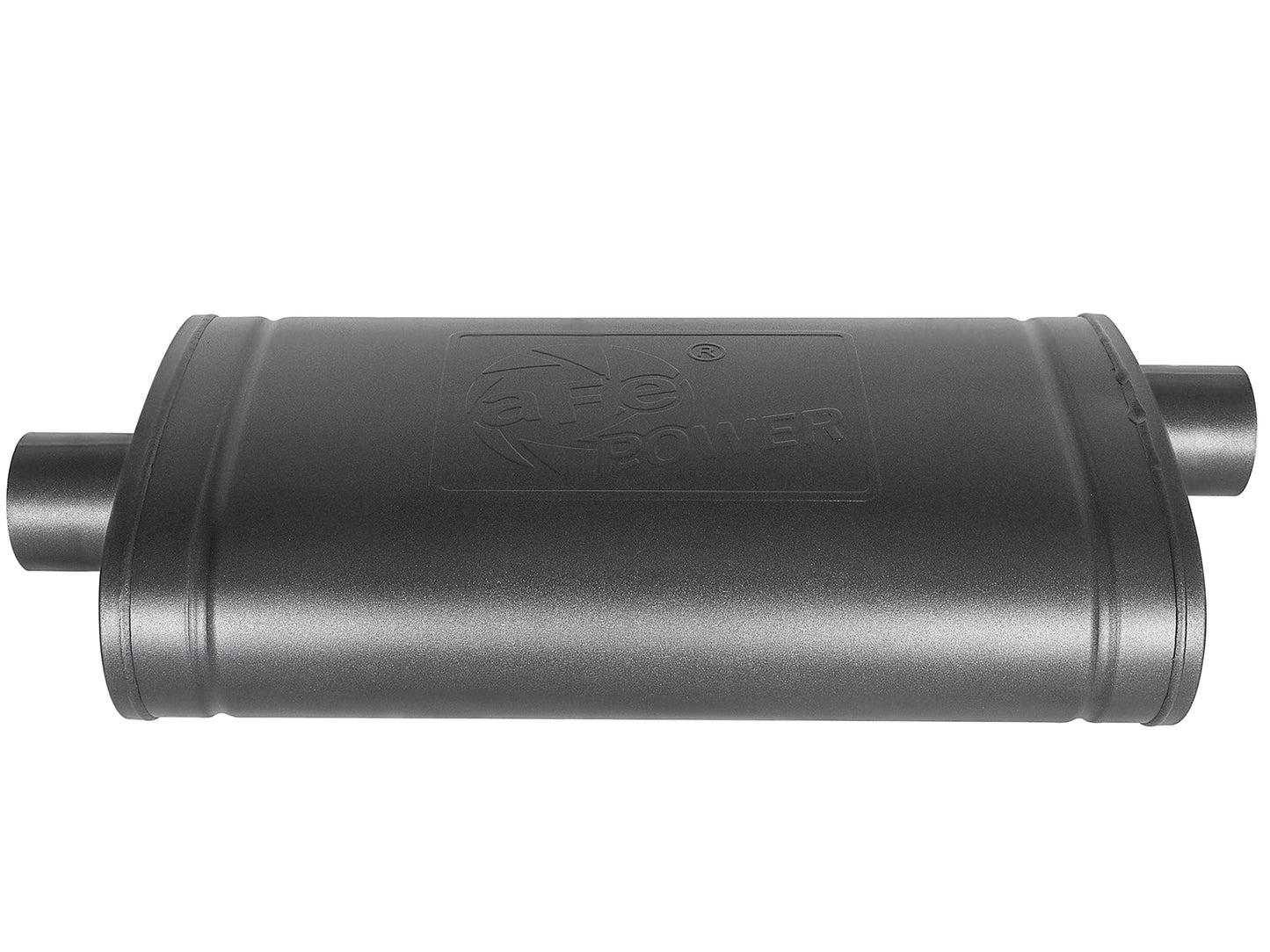 aFe MACH Force-Xp 409 Stainless Steel Muffler w/ High-Temp Metallic Black finish - Body Height 5 in, Body Length 22 in