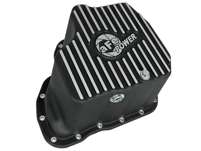aFe Pro Series Engine Oil Pan Black w/ Machined Fins - Chevy/GMC 2011-2016 6.6L - Capacity 12, Height 6.94 in