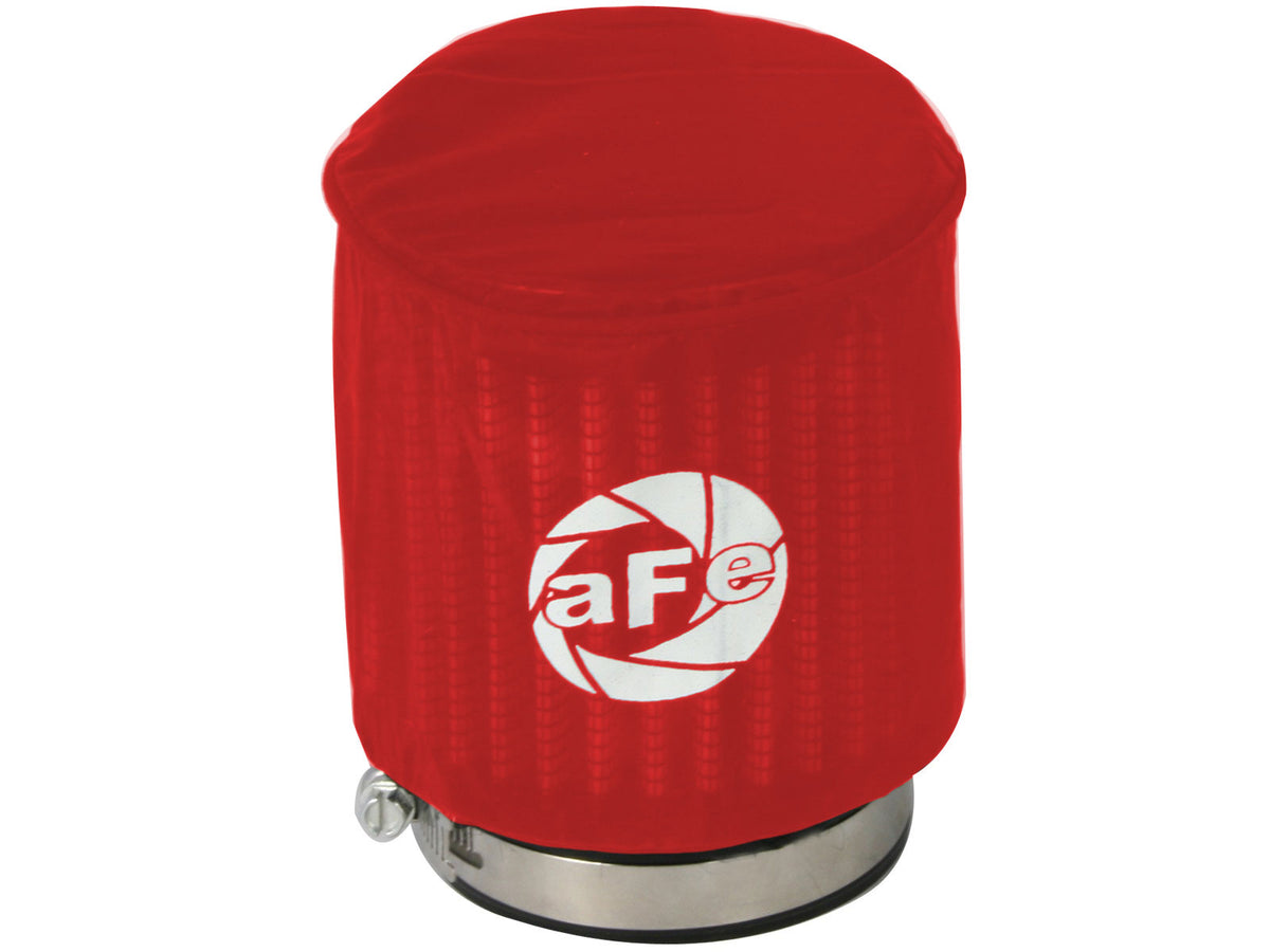 aFe Magnum SHIELD Fine-Woven Nylon Pre-Filter Red - Item Height 4 in, Shape Round