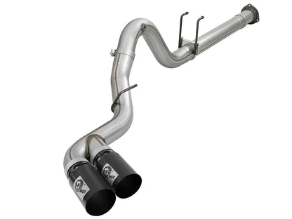 aFe Rebel XD Series 4 IN 409 Stainless Steel DPF-Back Exhaust w/Dual Black Tips - Ford 2017-2026 6.7L