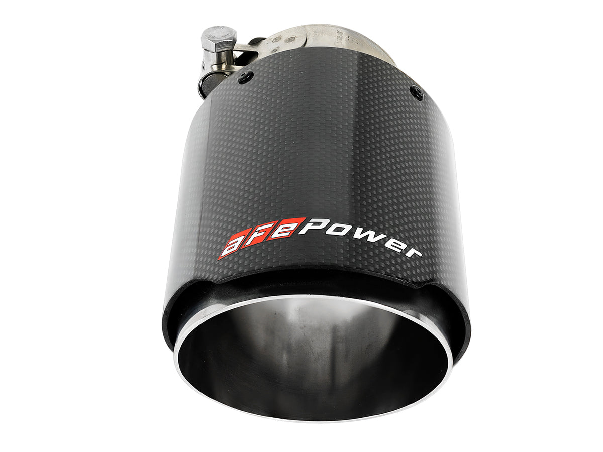 aFe MACH Force-Xp 304 Stainless Steel Clamp-on Exhaust Tip Carbon Fiber - 304 Stainless Steel, Outlet Inside Diameter 4 in
