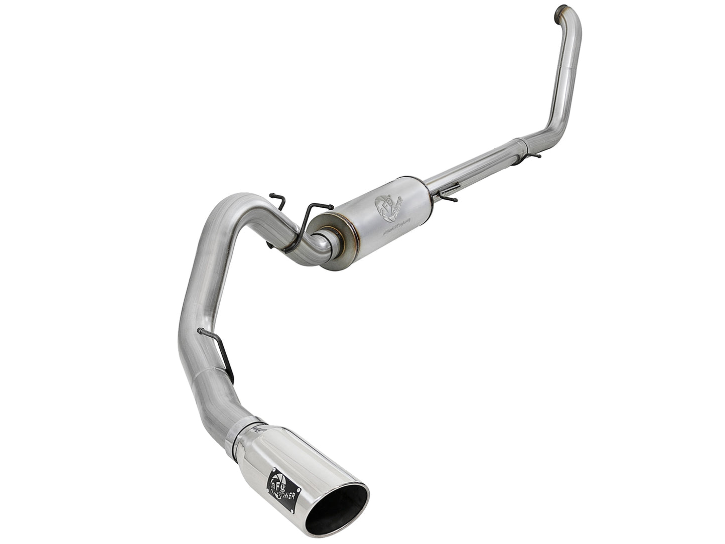 aFe Large Bore-HD 4 IN 409 Stainless Steel Turbo-Back Exhaust System w/ Polished T