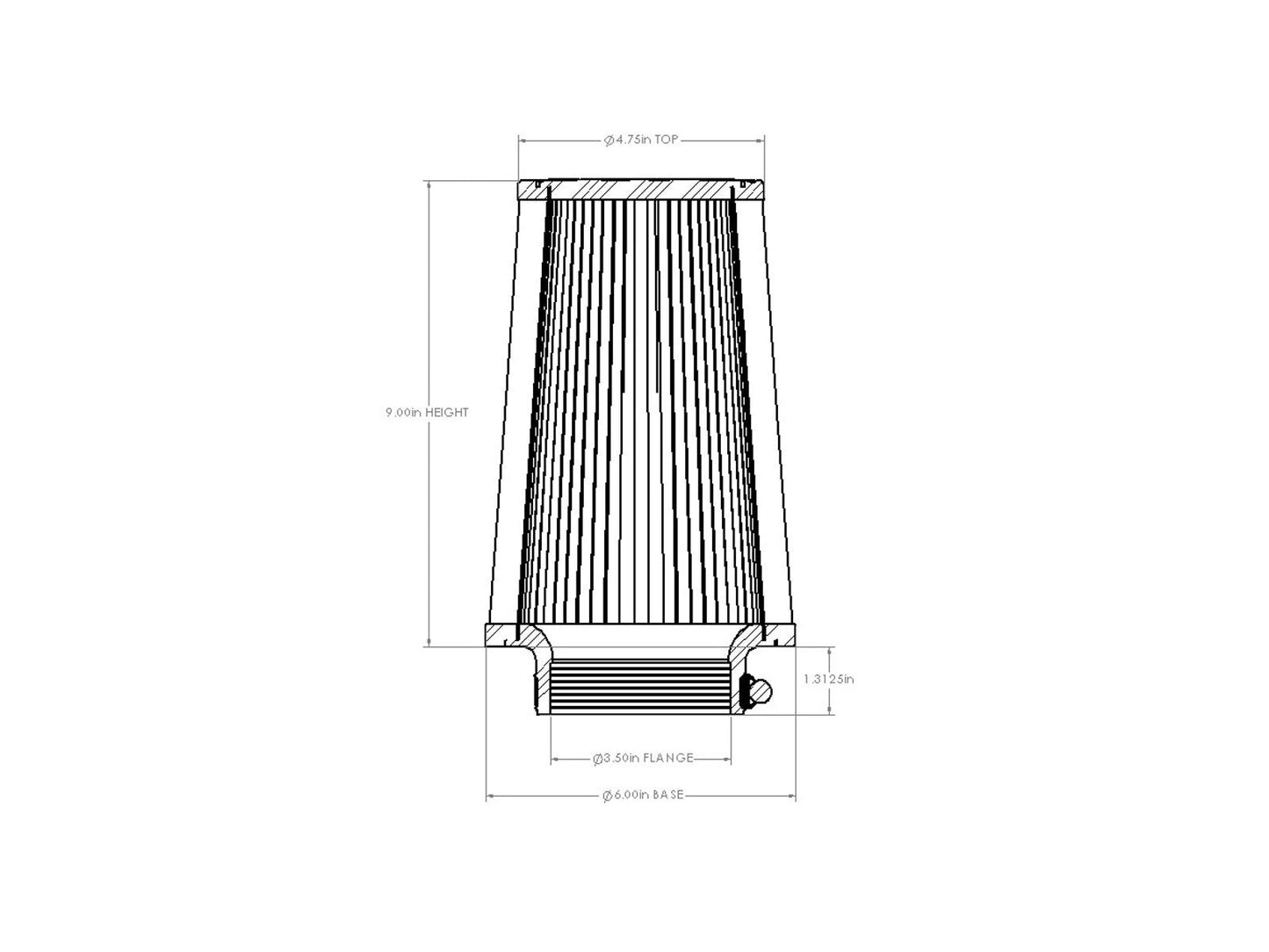 aFe Universal Clamp-On Air Filter w/ D2 Dura-Dry Media - 21-35035V