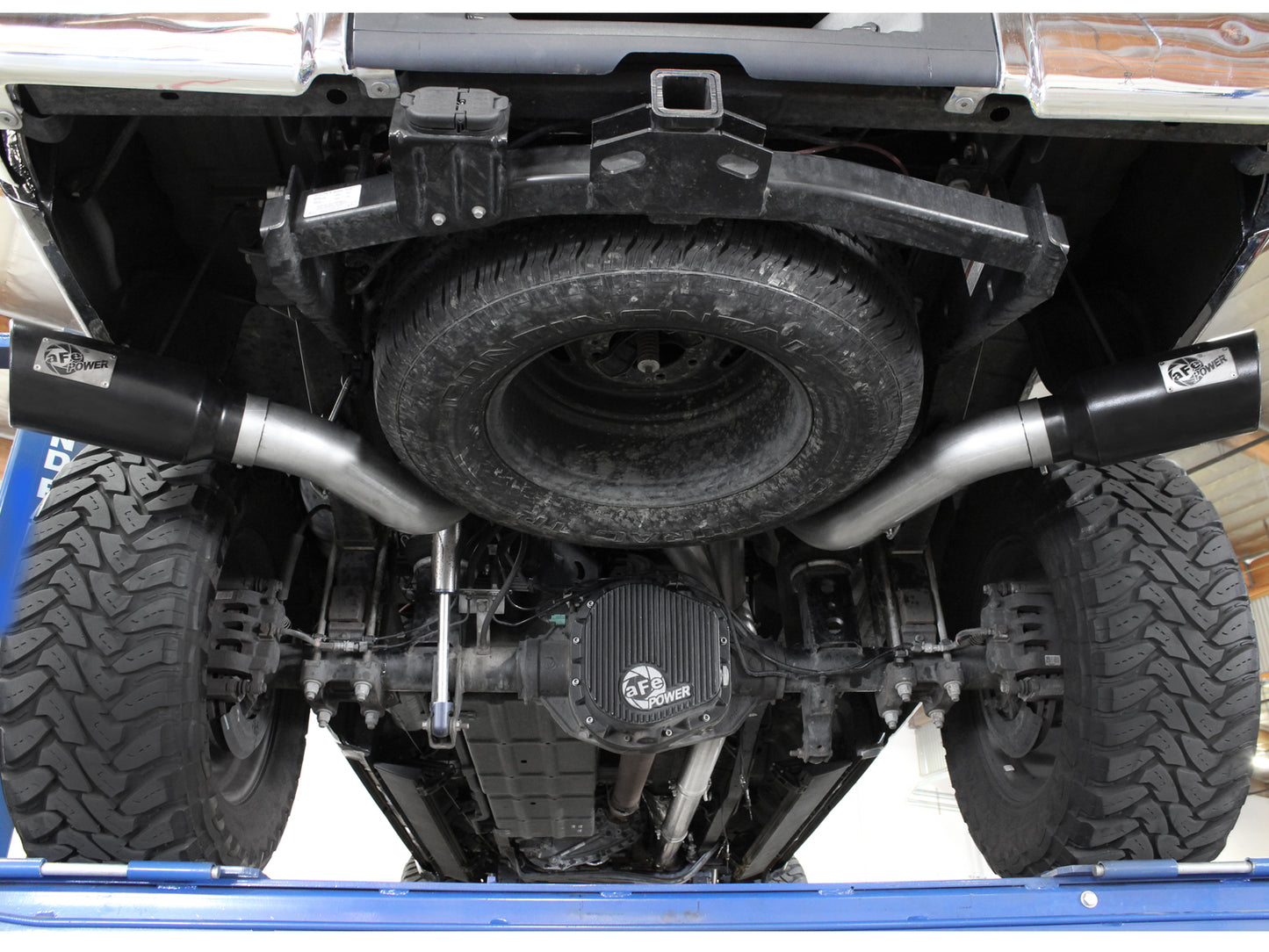 aFe Large Bore-HD 4 IN 409 Stainless Steel DPF-Back Exhaust System w/Black Tip - Ford 2011-2014 6.7L