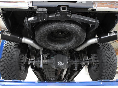 aFe Large Bore-HD 4 IN 409 Stainless Steel DPF-Back Exhaust System w/Black Tip - Ford 2011-2014 6.7L