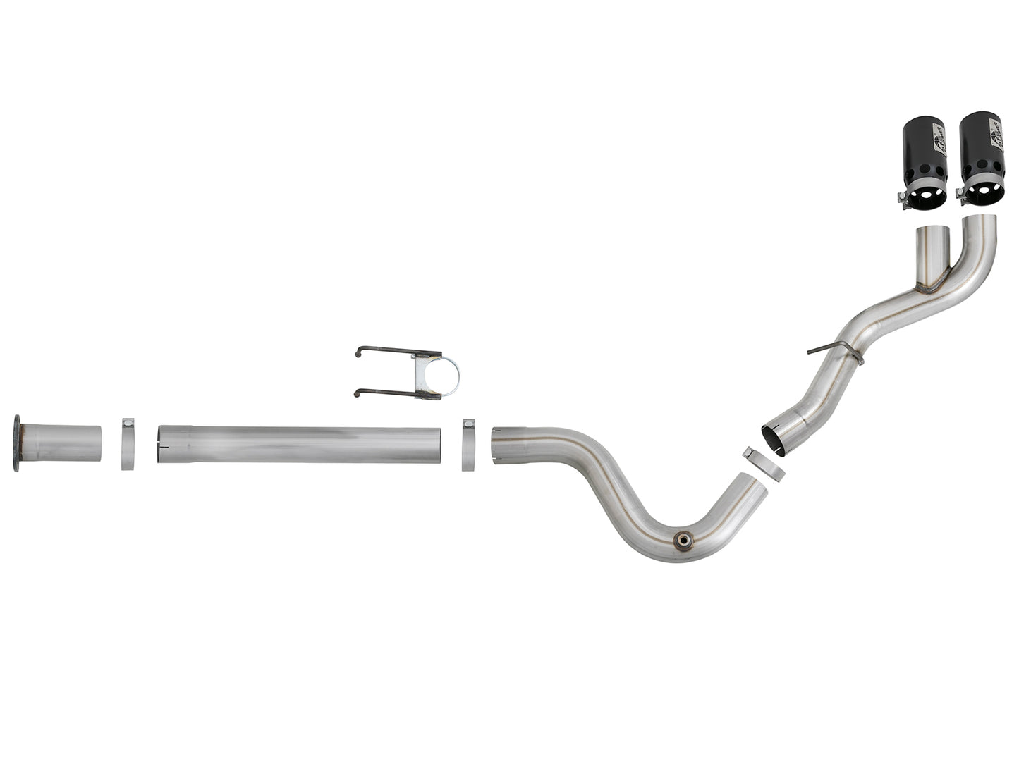 aFe Rebel XD Series 4 IN 409 Stainless Steel DPF-Back Exhaust w/Dual Black Tips - Ford 2017-2026 6.7L
