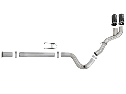 aFe Rebel XD Series 4 IN 409 Stainless Steel DPF-Back Exhaust w/Dual Black Tips - Ford 2017-2026 6.7L