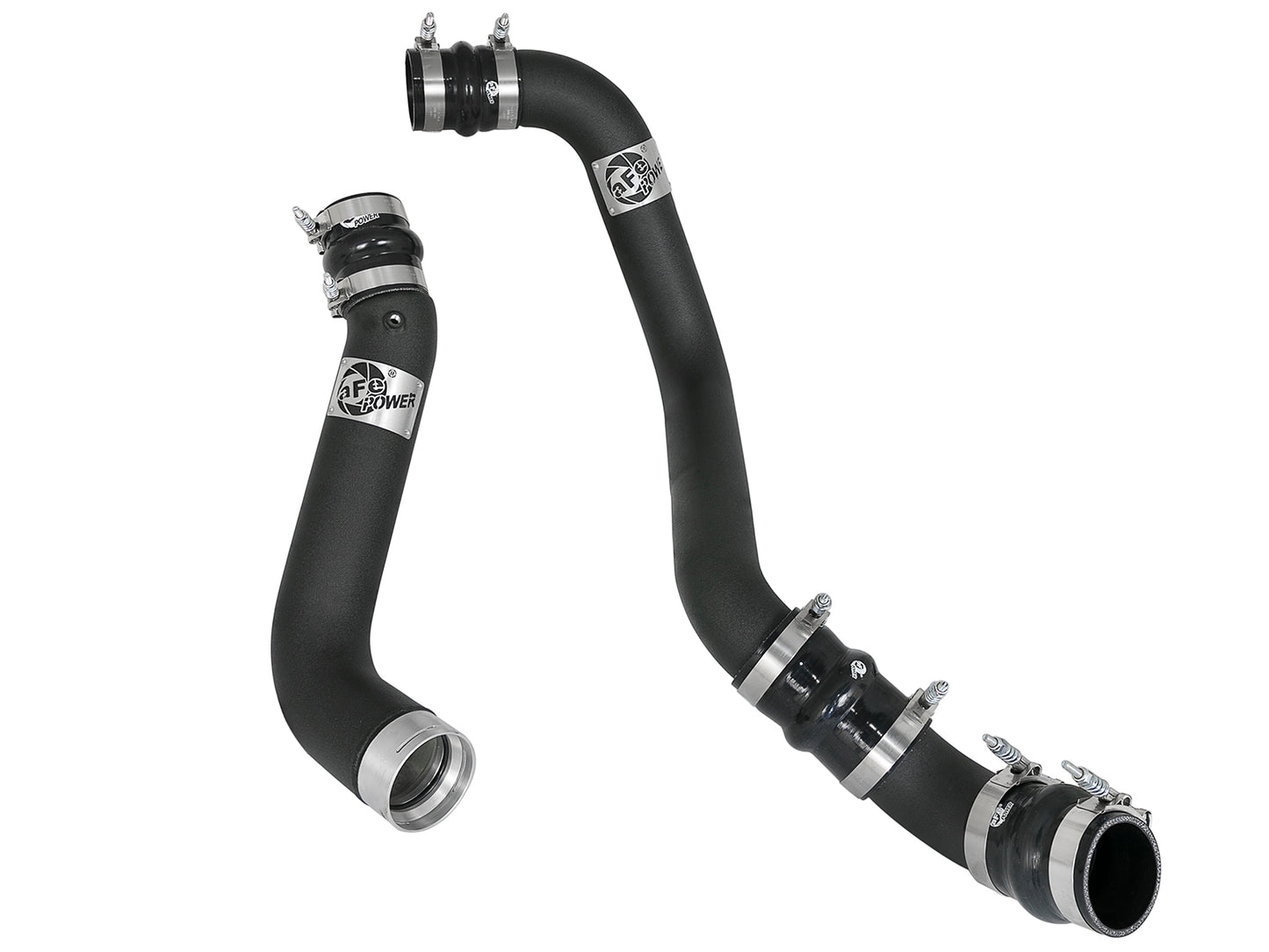 aFe BladeRunner 3 IN & 3-1/2 IN Aluminum Hot and Cold Charge Pipe Kit Black - Chevy/GMC 2017-2019 6.6L