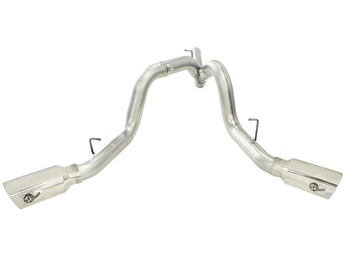 aFe Large Bore-HD 4 IN 409 Stainless Steel DPF-Back Exhaust System w/Polished Tip - Chevy/GMC 2011-2016 6.6L