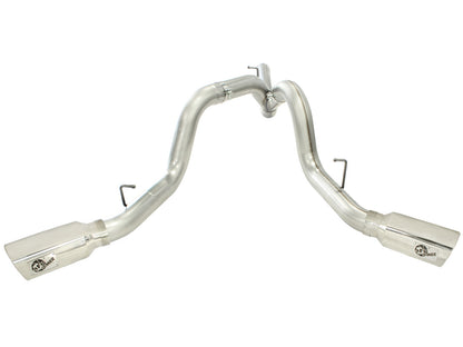 aFe Large Bore-HD 4 IN 409 Stainless Steel DPF-Back Exhaust System w/Polished Tip - Chevy/GMC 2011-2016 6.6L