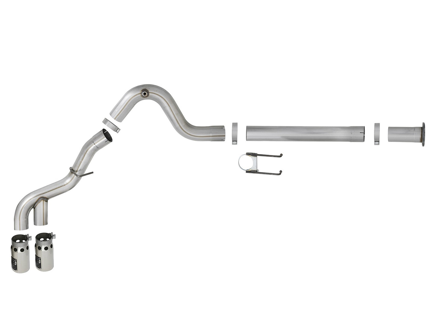 aFe Rebel XD Series 4 IN 409 Stainless Steel DPF-Back Exhaust w/Dual Polished Tips - Ford 2015-2016 6.7L