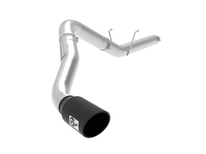 aFe Large Bore-HD 5 IN 409 Stainless Steel DPF-Back Exhaust System w/Black Tip - Ram 2019-2026 6.7L - Tip Cut Slant