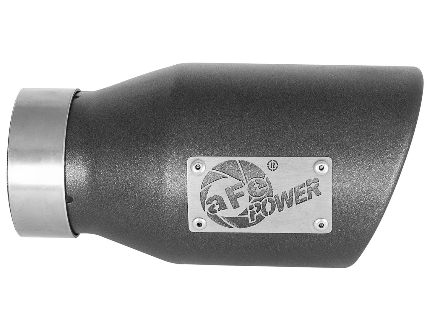 aFe MACH Force-Xp 409 Stainless Steel Clamp-on Exhaust Tip High-Temp Metallic Blac - Left