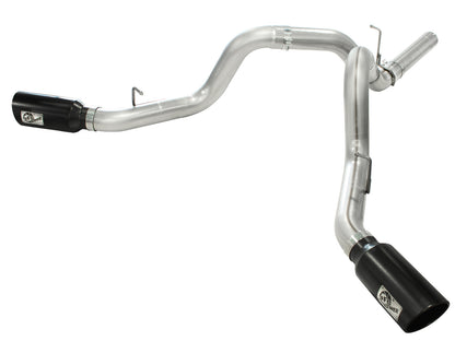 aFe Large Bore-HD 4 IN 409 Stainless Steel DPF-Back Exhaust System w/Black Tip - Chevy/GMC 2011-2016 6.6L