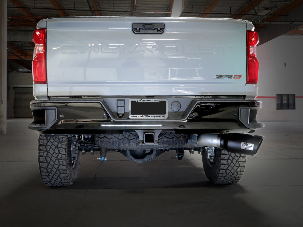 aFe Large Bore-HD 5 IN 409 Stainless Steel DPF-Back Exhaust System w/Black Tip - Chevy/GMC 2024-2026 6.6L