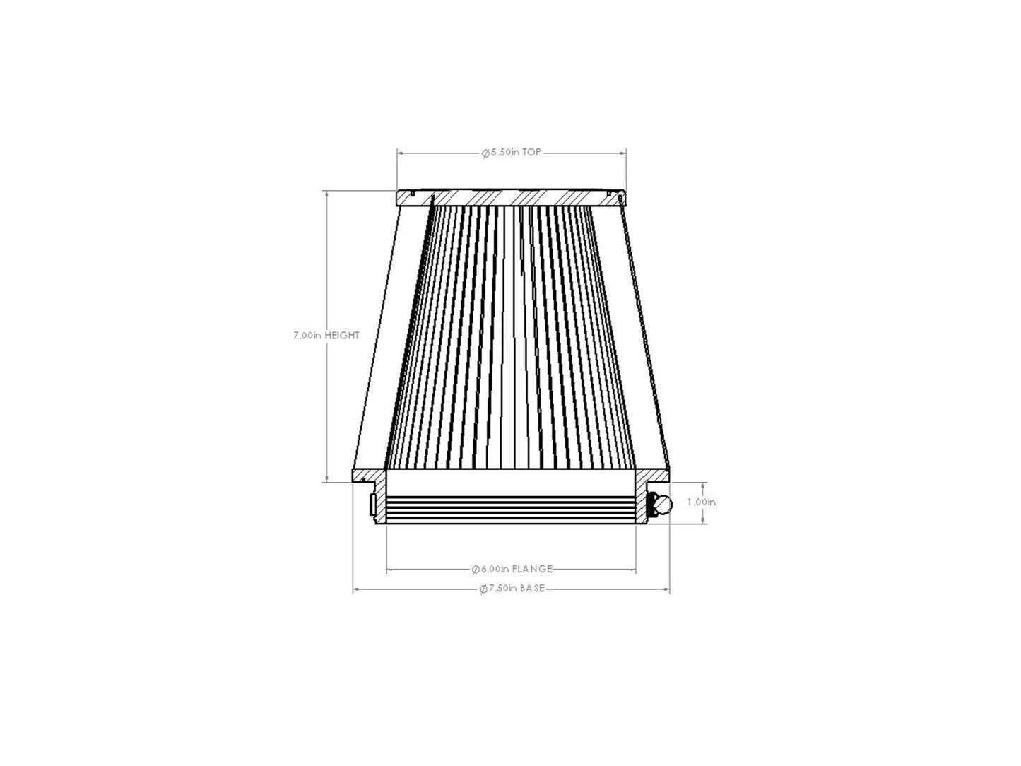aFe Universal Clamp-On Air Filter w/ D2 Dura-Dry Media - 21-60507V