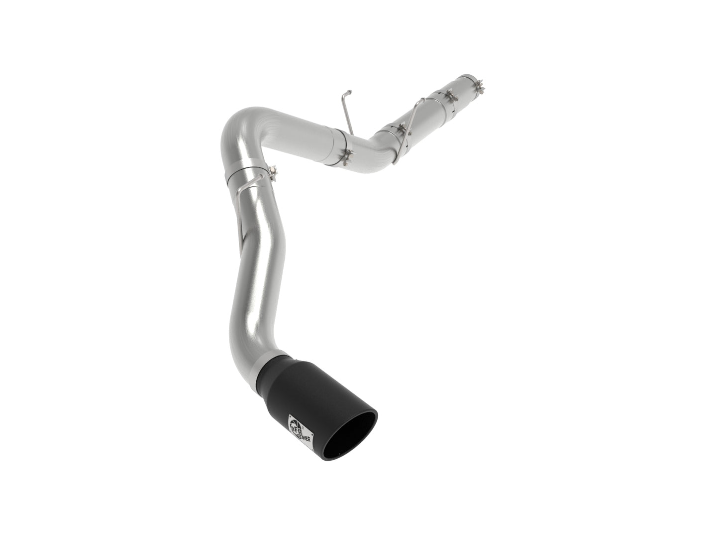 aFe Large Bore-HD 5 IN 409 Stainless Steel DPF-Back Exhaust System w/Black Tip - Ram 2019-2026 6.7L - Tip Cut Slash Cut