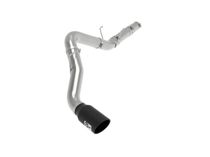 aFe Large Bore-HD 5 IN 409 Stainless Steel DPF-Back Exhaust System w/Black Tip - Ram 2019-2026 6.7L - Tip Cut Slash Cut
