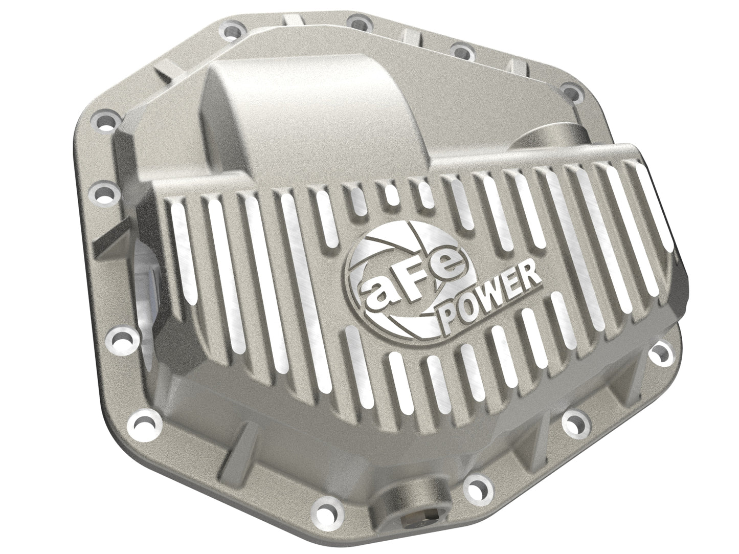 aFe Street Series Front Differential Cover Raw w/ Machined Fins - Ford 2023-2026 6.7L/7.3L