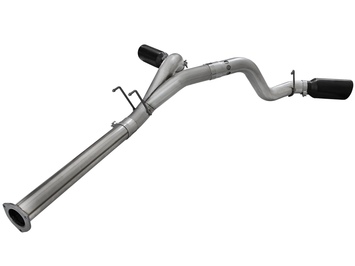 aFe Large Bore-HD 4 IN 409 Stainless Steel DPF-Back Exhaust System w/Black Tip - Ford 2011-2014 6.7L