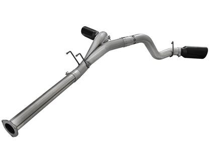 aFe Large Bore-HD 4 IN 409 Stainless Steel DPF-Back Exhaust System w/Black Tip - Ford 2011-2014 6.7L