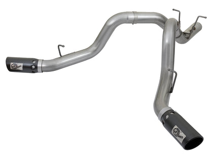 aFe Large Bore-HD 4 IN 409 Stainless Steel DPF-Back Exhaust System w/Dual Black Ti