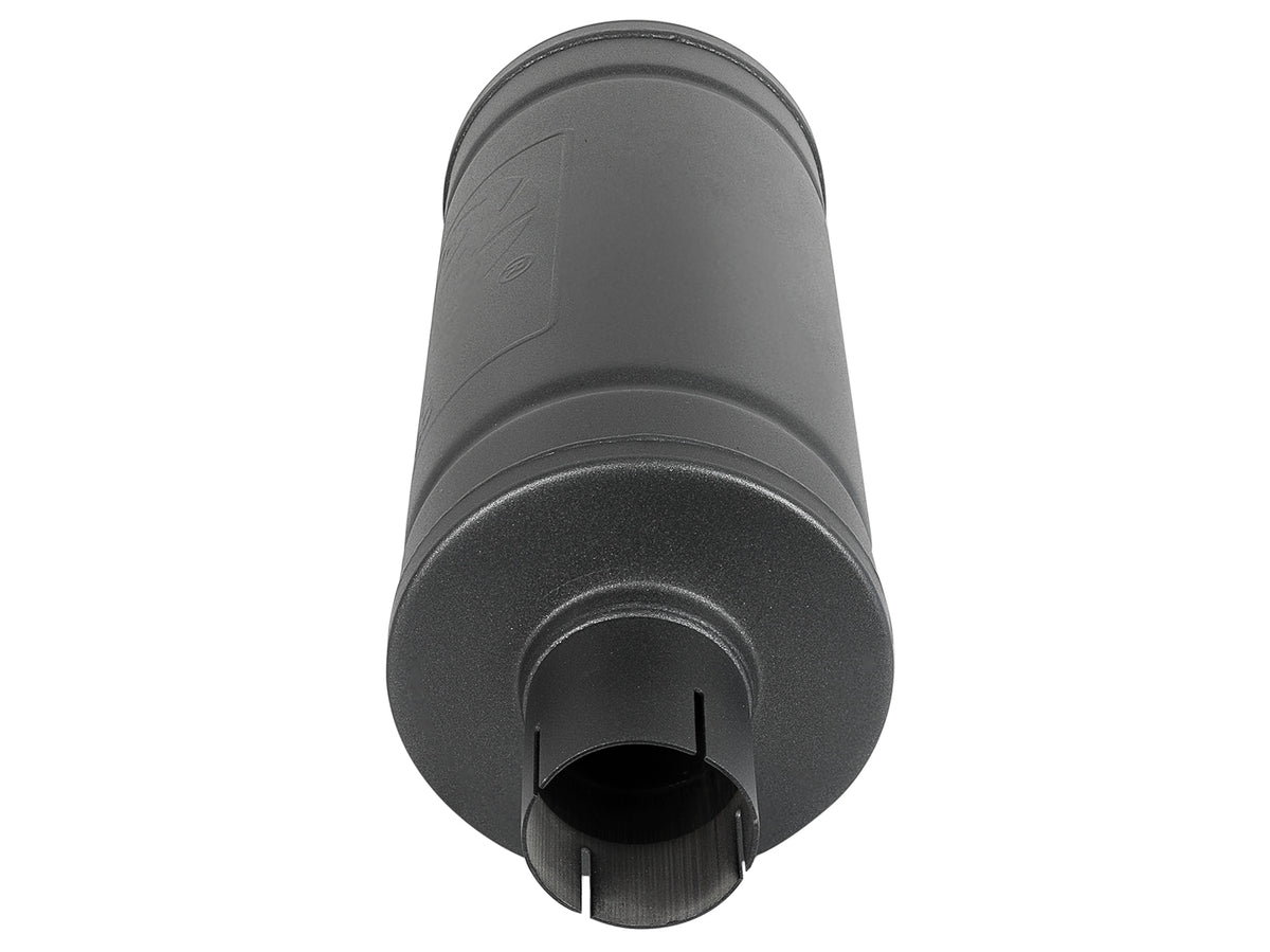 aFe MACH Force-Xp 409 Stainless Steel Muffler w/ High-Temp Metallic Black finish - Body Height 6 in, Body Length 14 in