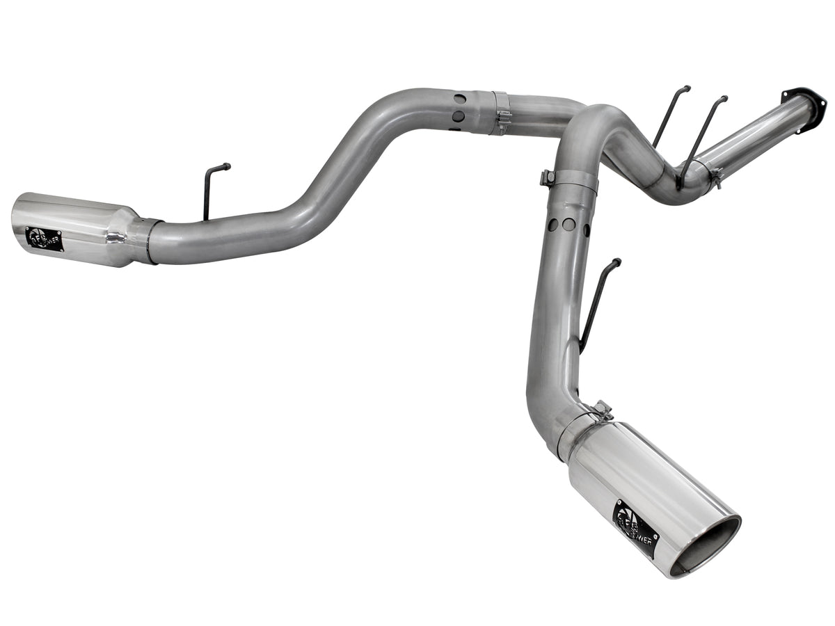 aFe Large Bore-HD 4 IN 409 Stainless Steel DPF-Back Exhaust System w/Polished Tip - Ford 2011-2014 6.7L