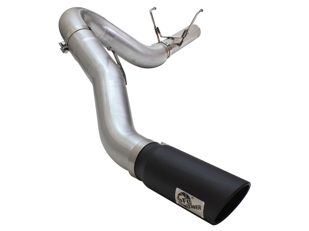 aFe Large Bore-HD 5 IN 409 Stainless Steel DPF-Back Exhaust System w/Black Tip - Ram 2013-2018 6.7L - 49-42051-1B
