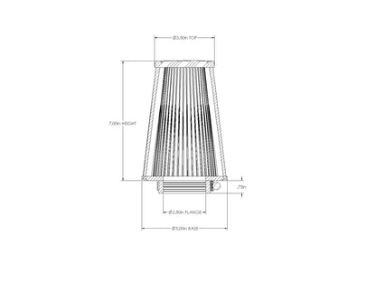 aFe Universal Clamp-On Air Filter w/ D2 Dura-Dry Media - 21-25507V