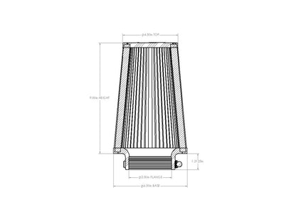 aFe Magnum FORCE Intake Replacement Air Filter w/ Dura-Dry Media - Flange Inside Diameter 3.5 in, Base Diameter 6 in