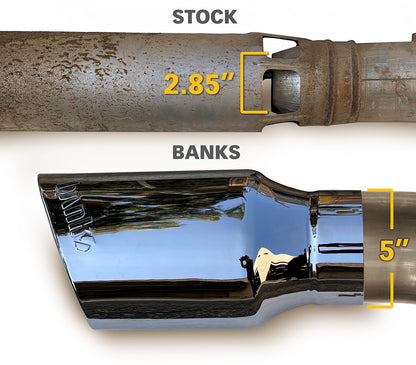 Banks Power Monster Exhaust System 5-inch Single Exit, Chrome or Black SideKick Tip - 48996