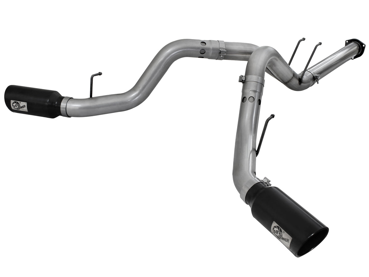 aFe Large Bore-HD 4 IN 409 Stainless Steel DPF-Back Exhaust System w/Black Tip - Ford 2011-2014 6.7L
