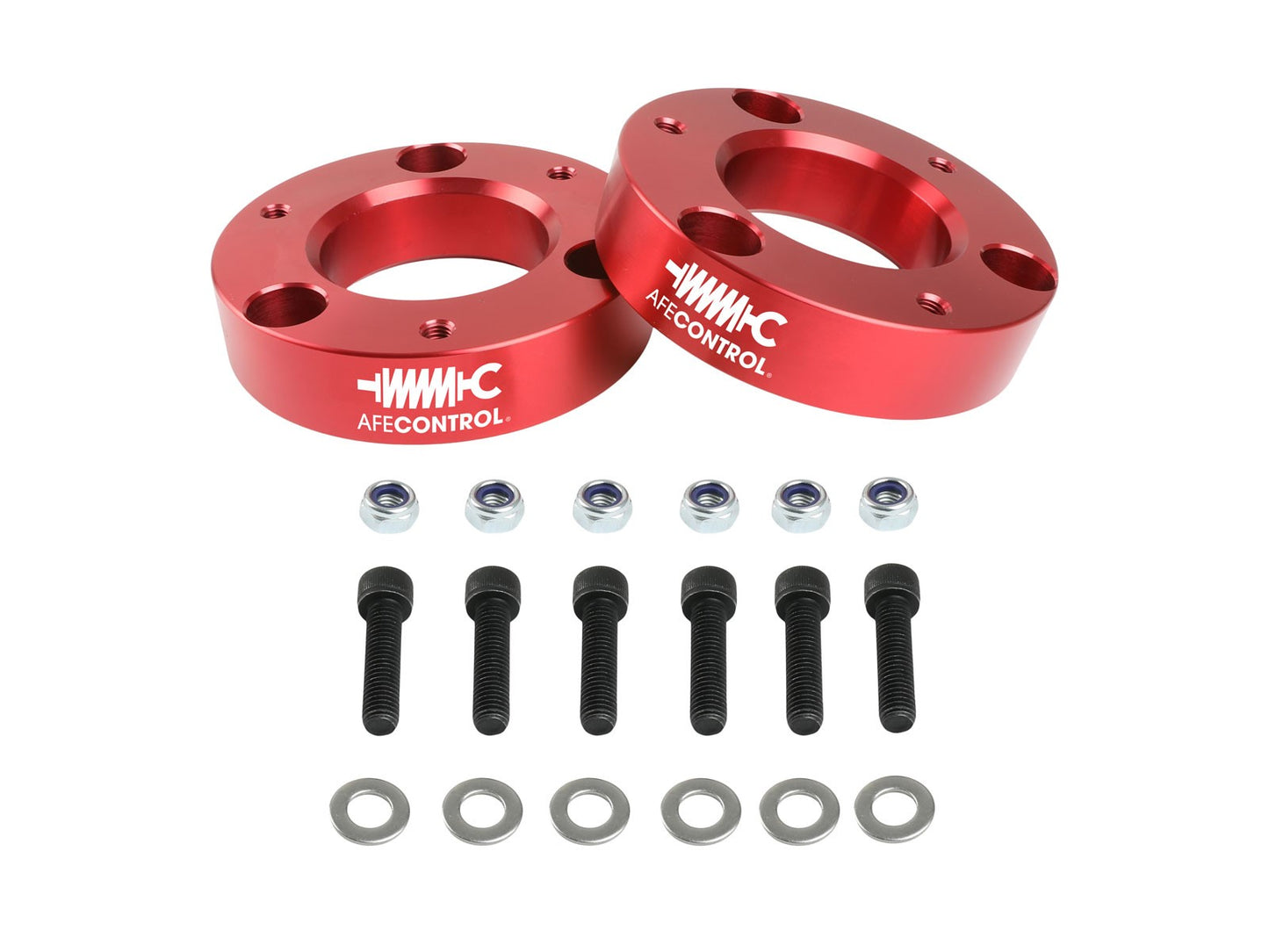 aFe 2.0 IN Billet Aluminum Front Leveling Spacers Red - Chevy/GMC 2007-2026