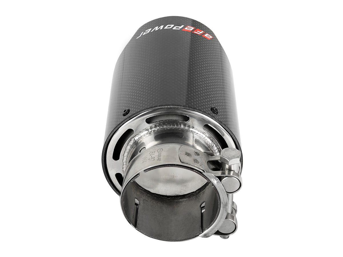 aFe MACH Force-Xp 304 Stainless Steel Clamp-on Exhaust Tip Carbon Fiber - 304 Stainless Steel, Outlet Inside Diameter 4 in